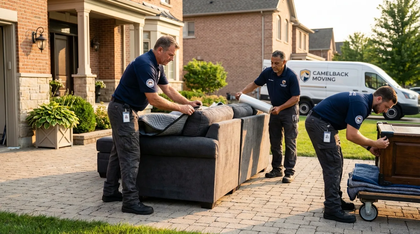 Large estate moving crew wrapping furniture in Palm Coast, FL