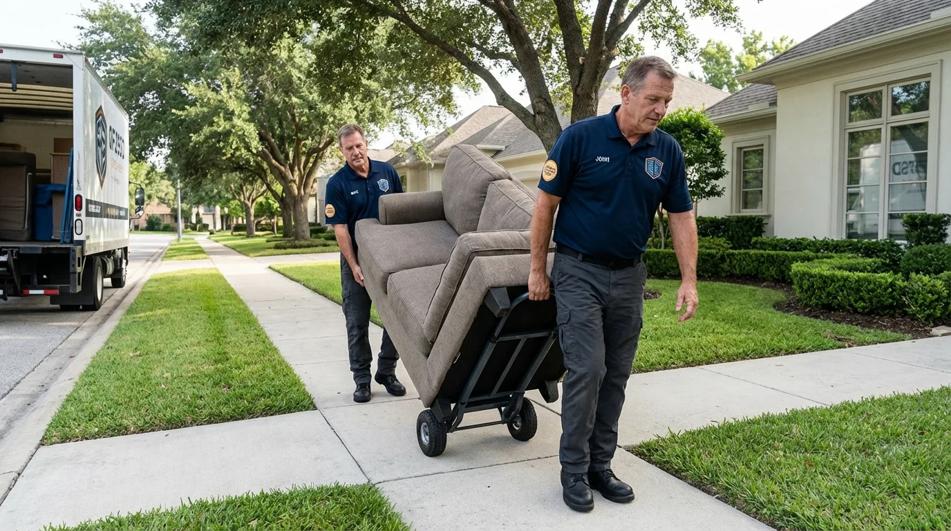Local residential moving crew loading furniture in Palm Coast, FL